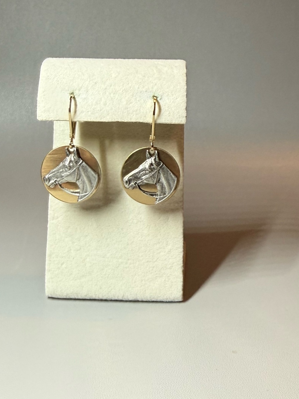 Macy's Gold and Silver Horse Pendant Hoop Earrings